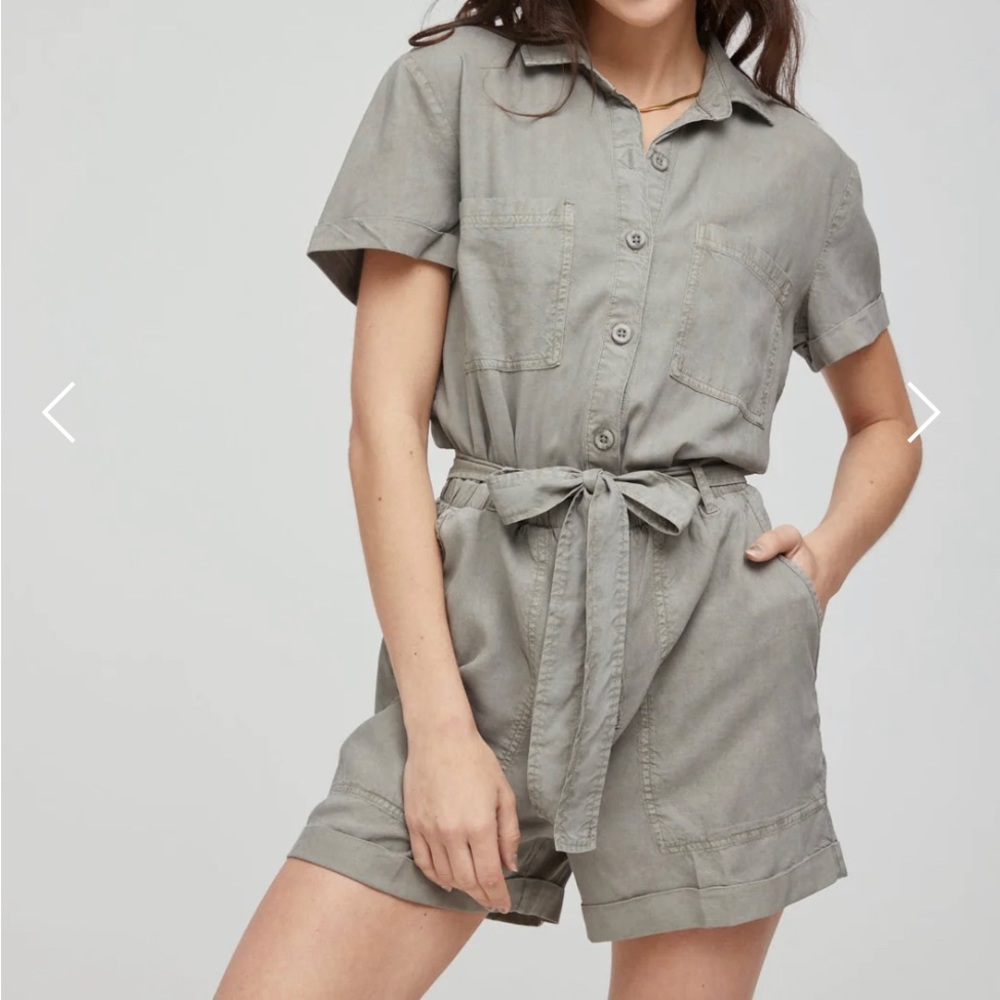 Bella Dahl Utility Rolled Hem Tencel Romper | SMALL